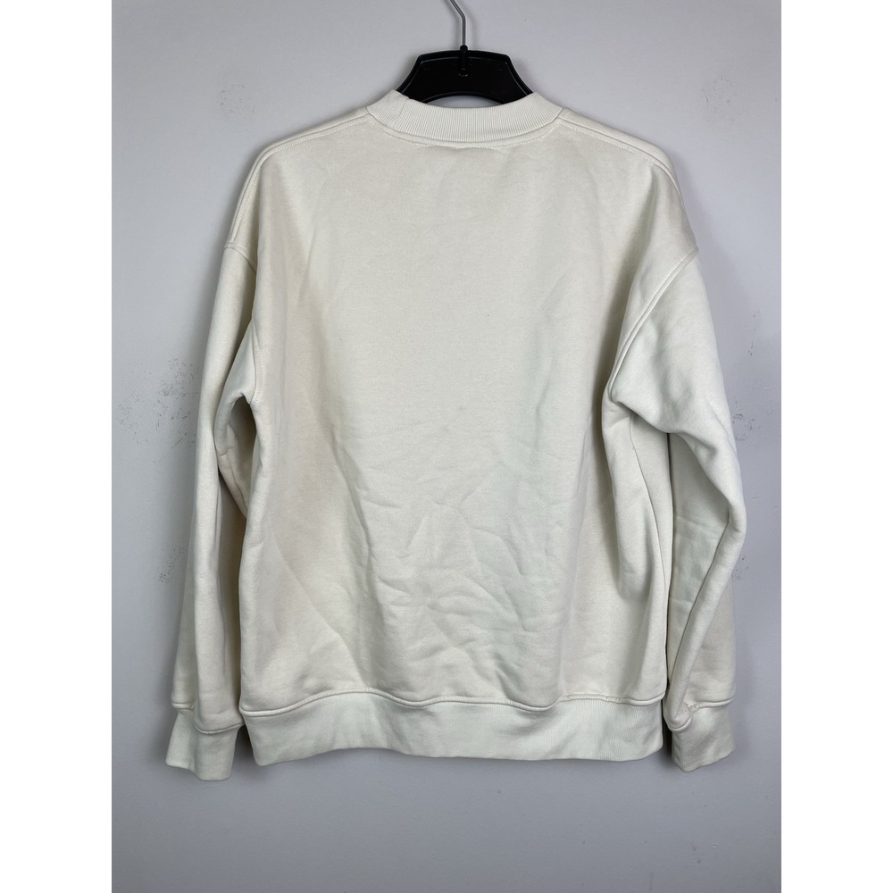 HOURS Collection Drop Shoulder Crewneck Sweatshirt Men XL Off White Cream Fleece - Picture 3 of 7
